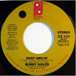 Bunny Sigler Keep Smilin' / Somebody Free USED VINYL 7INCH STEREO