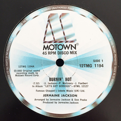 Jermaine Jackson Burnin' Hot Vinyl 12" USED