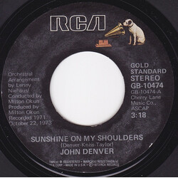 John Denver Sunshine On My Shoulders USED VINYL 7INCH 45 RPM SINGLE REISSUE STEREO