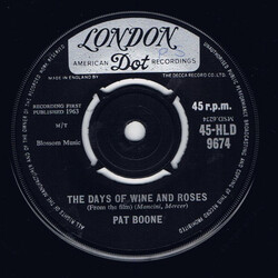 Pat Boone Days Of Wine And Roses / Meditation USED VINYL 7INCH 45 RPM SINGLE