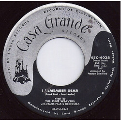 The Tune Weavers / Frank Paul's Orchestra I Remember Dear / Pamela Jean USED VINYL 7INCH 45 RPM SINGLE