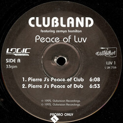 Clubland / Zemya Hamilton Peace Of Luv USED VINYL 12INCH 33 S RPM PROMO