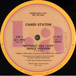 Candi Staton Without You I Cry USED VINYL 12INCH 33 S RPM PROMO