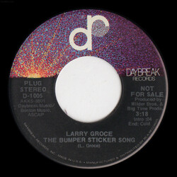 Larry Groce The Bumper Sticker Song USED VINYL 7INCH 45 RPM STEREO PROMO