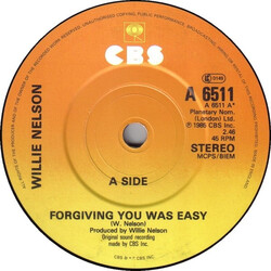 Willie Nelson Forgiving You Was Easy / You Wouldn't Cross The Street (To Say Goodbye) USED VINYL 7INCH 45 RPM