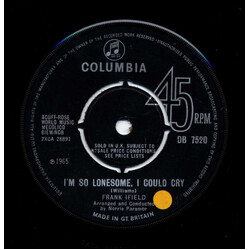Frank Ifield I'm So Lonesome, I Could Cry USED VINYL 7INCH 45 RPM SINGLE