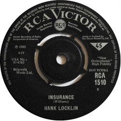 Hank Locklin Insurance USED VINYL 7INCH 45 RPM