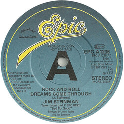 Jim Steinman Rock And Roll Dreams Come Through USED VINYL 7INCH 45 RPM SINGLE PROMO