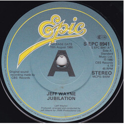 Jeff Wayne Jubilation USED VINYL 7INCH 45 RPM SINGLE PROMO STEREO