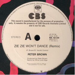 Peter Brown (2) Zie Zie Won't Dance USED VINYL 12INCH PROMO 45 RPM SINGLE