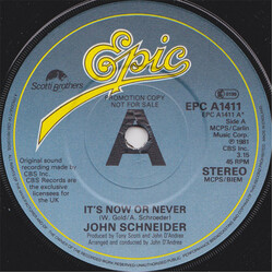 John Schneider It's Now Or Never USED VINYL 7INCH 45 RPM STEREO PROMO