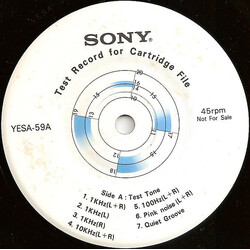 Various Test Record For Cartridge File USED VINYL 7INCH 45 RPM PROMO