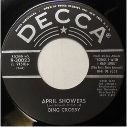 Bing Crosby April Showers USED VINYL 7INCH 45 RPM SINGLE