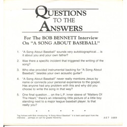 Bob Bennett (3) A Song About Baseball / Interview USED VINYL 7INCH 45 RPM SINGLE PROMO