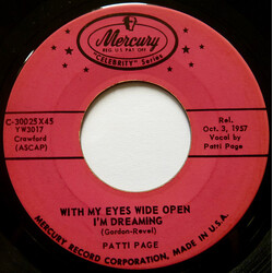 Patti Page The Tennessee Waltz / With My Eyes Wide Open I'm Dreaming USED VINYL 7INCH 45 RPM