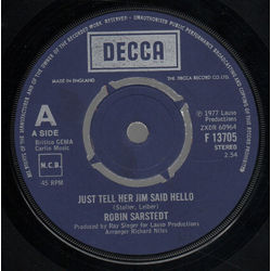 Robin Sarstedt Just Tell Her Jim Said Hello Vinyl 7" USED