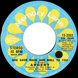 Argent God Gave Rock And Roll To You USED VINYL 7INCH 45 RPM SINGLE STYRENE STEREO