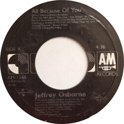 Jeffrey Osborne All Because Of You USED VINYL 7INCH 45 RPM SINGLE