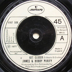 James & Bobby Purify Get Closer Vinyl 7" USED