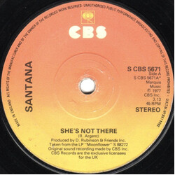 Santana She's Not There USED VINYL 7INCH 45 RPM SINGLE STEREO
