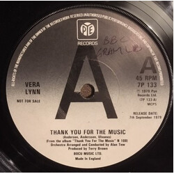 Vera Lynn Thank You For The Music USED VINYL 7INCH 45 RPM SINGLE PROMO