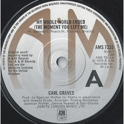 Carl Graves My Whole World Ended (The Moment You Left Me) USED VINYL 7INCH 45 RPM