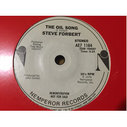Steve Forbert The Oil Song USED VINYL 7INCH 33 S RPM SINGLE SIDED PROMO STEREO
