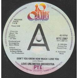 Love Unlimited Orchestra Don't You Know How Much I Love You USED VINYL 7INCH 45 RPM PROMO