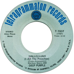 Deep Purple Hallelujah (I Am The Preacher) Vinyl 7" USED