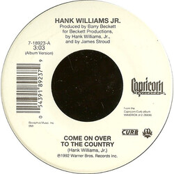 Hank Williams Jr. Come On Over To The Country Vinyl 7" USED