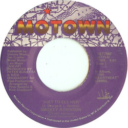 Smokey Robinson Just To See Her / I'm Gonna Love You Like There's No Tomorrow USED VINYL 7INCH SINGLE