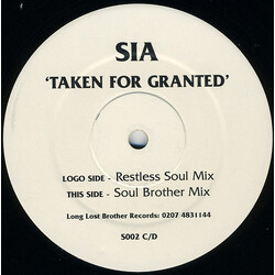 Sia Taken For Granted USED VINYL 12INCH LIMITED EDITION PROMO
