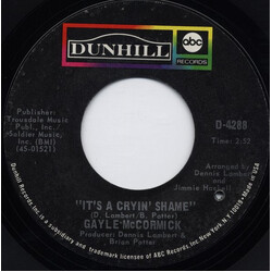 Gayle McCormick It's A Cryin' Shame USED VINYL 7INCH 45 RPM SINGLE STYRENE