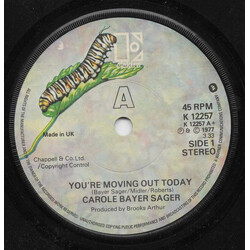 Carole Bayer Sager You're Moving Out Today USED VINYL 7INCH 45 RPM SINGLE STEREO