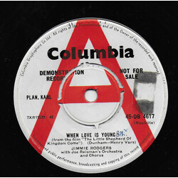 Jimmie Rodgers (2) When Love Is Young USED VINYL 7INCH PROMO