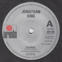 Jonathan King Gloria USED VINYL 7INCH 45 RPM SINGLE