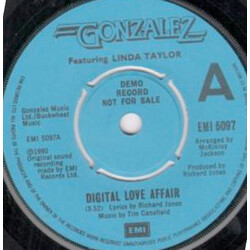 Gonzalez Digital Love Affair / Disco Can't Go On For Ever USED VINYL 7INCH 45 RPM SINGLE PROMO