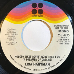 Lisa Hartman Nobody Likes Lovin' More Than I Do (A Dreamer Of Dreams) USED VINYL 7INCH 45 RPM SINGLE PROMO STEREO MONO