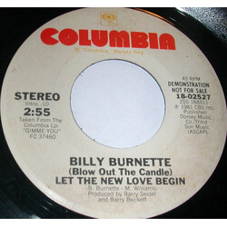 Billy Burnette (Blow Out The Candle) Let The New Love Begin USED VINYL 7INCH 45 RPM SINGLE PROMO