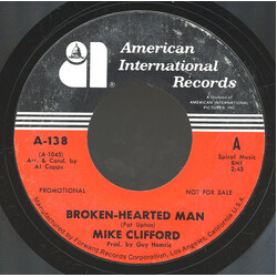 Mike Clifford Broken-Hearted Man / When Cindy When USED VINYL 7INCH 45 RPM SINGLE PROMO STYRENE