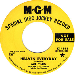 Mel Tillis / The Statesiders (2) Heaven Everyday / How You Drink The Wine USED VINYL 7INCH SINGLE PROMO