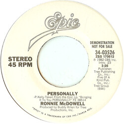 Ronnie McDowell Personally USED VINYL 7INCH 45 RPM PROMO