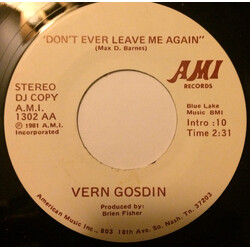 Vern Gosdin Don't Ever Leave Me Again USED VINYL 7INCH 45 RPM SINGLE PROMO STEREO