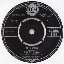 Perry Como Delaware USED VINYL 7INCH 45 RPM SINGLE