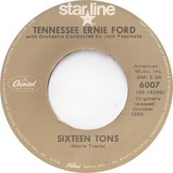 Tennessee Ernie Ford Sixteen Tons / Mule Train Vinyl 7" USED