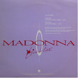 Madonna Live To Tell USED VINYL 12INCH PROMO 33 S RPM