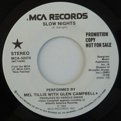 Mel Tillis / Glen Campbell Slow Nights USED VINYL 7INCH 45 RPM SINGLE PROMO