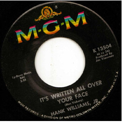 Hank Williams Jr. It's Written All Over Your Face / Standing In The Shadows USED VINYL 7INCH 45 RPM SINGLE