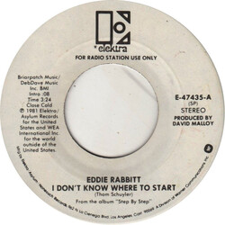 Eddie Rabbitt I Don't Know Where To Start USED VINYL 7INCH 45 RPM PROMO STEREO MONO