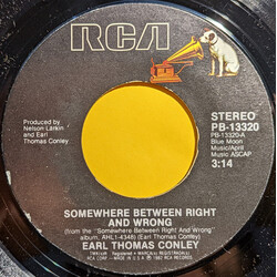 Earl Thomas Conley Somewhere Between Right And Wrong USED VINYL 7INCH 45 RPM SINGLE STYRENE
